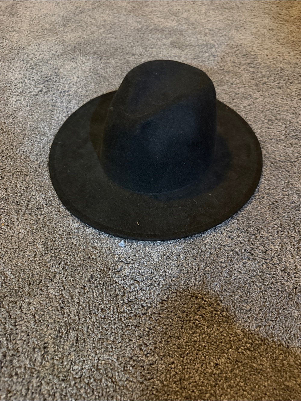 Men's Black Wide-Brim Felt Fedora Hat